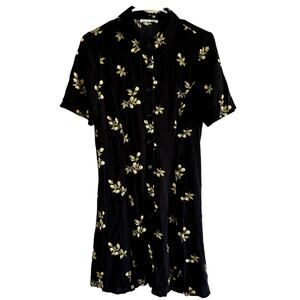 Reformation Johanne Mini Dress A-Line Swing Floral Collared Button Down Black M